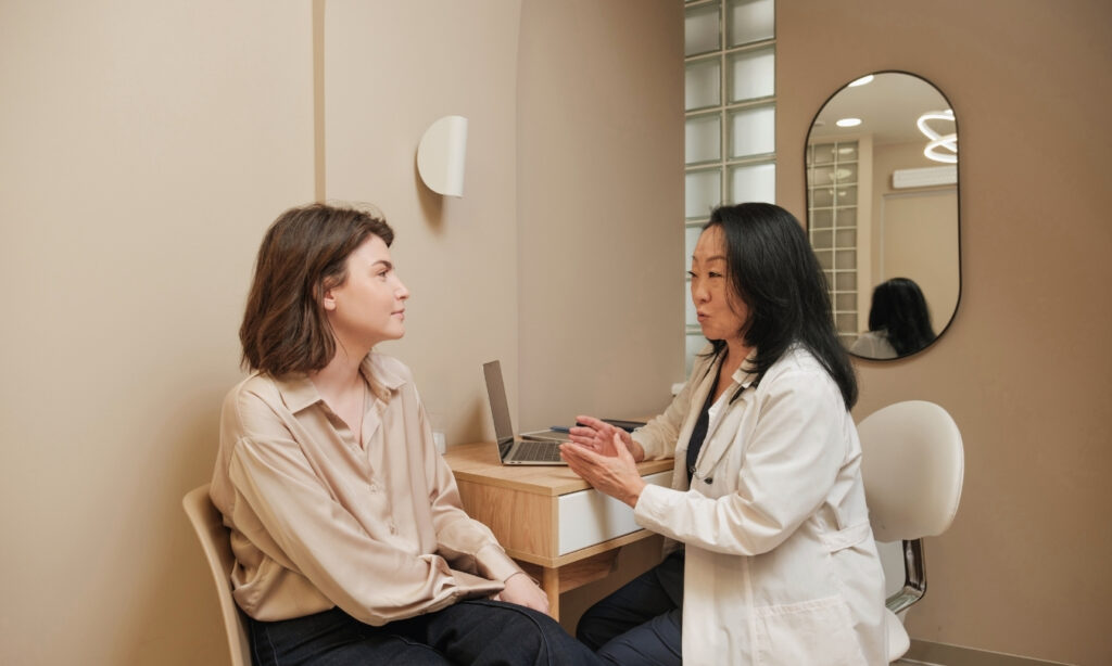 female doctor and patient having a discussion
